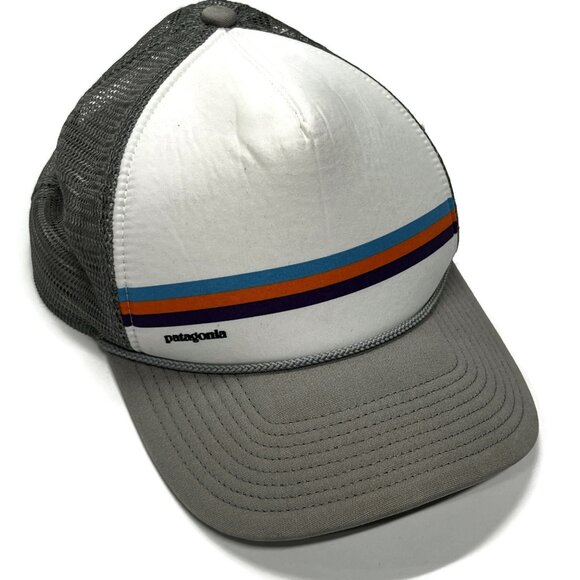 Patagonia Fitz Roy Bar Interstate Hat Foam Mesh Snapback White Gray Trucker - Picture 3 of 10